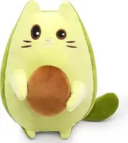 Avocado Stuffed Animal Avocado Pillow Plush, Cute Stuffed Avocado Cat Plush Toy, Kawaii Green Avocado Cat Plush Doll, Soft Green Cat Plush Pillow Gifts for Kids Boys and Girls
