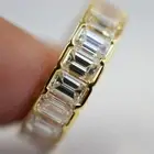 Moissanite 6CT Emerald Cut Full Bezel Set Eternity Band Ring Yellow Gold Plated