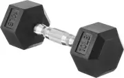 Rubber Encased Exercise & Fitness Hex Dumbbell, Single, Hand Weight for Strength