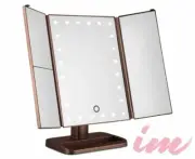 3-Way Makeup Mirror with Touch Sensor 24 LED Lights Battery USB Rose Gold Silver