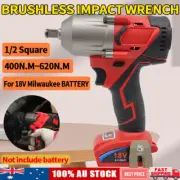 Brushless Cordless 1/2 620NM Impact Wrench Rattle Gun For Milwaukee 18V Battery