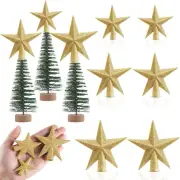 Hiboom 6 Pcs Mini Star Christmas Tree Topper 4inchx3.4inch Glittered Christmas T