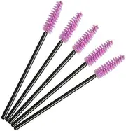 Namzi 100 Pcs Disposable Eyelash Mascara Brushes for Eye Lashes Extension Eyebrow and Makeup (Black rod and purple head)