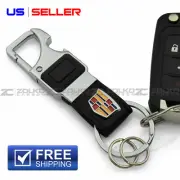 LED FLASHLIGHT KEYCHAIN KEY FOB CHAIN RING BLACK LEATHER FOR CADILLAC