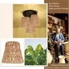 3x Faux Rattan Lamp Shades Bohemian Style Paper Braided E14 Bulb Clip On Dec AU