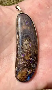 14k Solid Yellow Gold Freeform Large Boulder Opal Pendant