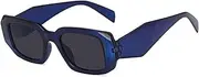 [HAOMAO] Irregular Frame Vintage Square Sunglasses For Women Uv400 Anti-Reflective Mirror Sun Glass Other Blue