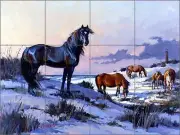 Ceramic Tile Mural Backsplash Senkarik Horses Equine Corolla Lighthouse MSA047