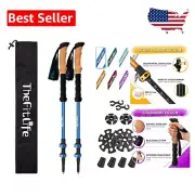 Adjustable Hiking Poles with Metal Flip Lock & Ergonomic Cork Grips for Comfort
