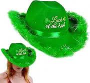 [Generic] St. Patrick's Day Cowboy Hat | Unisex Western Caps,St Patrick Day Felt Cowgirl Hats Unisex Shamrock Comfortable for Halloween Irish Festival