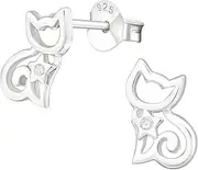 [Hello Halo] Sterling Silver Cat Ear Studs With Cubic Zirconia