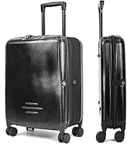 [KINGSLONG] Luggage Suitcase Travel Collapsible Expandable: 20 Inch Foldable Carry On Rolling Spinner Wheel - Hardside Lightweight Expandable Hardshell TSA Approved Lock for Women Men Black, Black