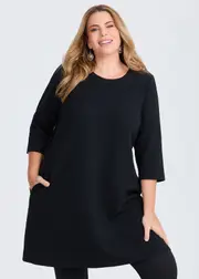 [Virtuelle] Taking Shape French Rib Pull On Dress Size 20 in Black, Cotton - Plus Size Women's Dresses Black