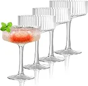Champagne Bowls Set of 4, 280 ml Cocktail Glasses, Martini Glasses, Vintage Glasses for Home, Bar, Party