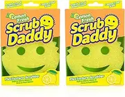 Scrub Daddy®, Lemon Fresh Scrubber - FlexTexture Sponge, Soft in Warm Water, Firm in Cold, Deep Cleaning, Dishwasher Safe, Multiuse, Scratch Free, Odor Resistant, Functional, Ergonomic, 2pk
