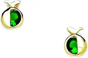 [JewelryWeb] 14k Yellow Gold Green CZ Simulated Diamond Fruit Design Screw Back Earrings 7x5mm Stud Earring for Women