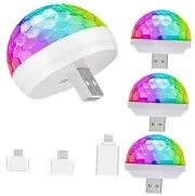 USB Mini Disco Ball Party Lights, Sound Activated DJ Stage Strobe 4 Packs