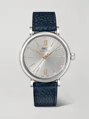 [IWC SCHAFFHAUSEN] IWC SCHAFFHAUSEN - Portofino Automatic 34mm Stainless Steel, Textured-leather And Diamond Watch - Silver - One size One size Silver