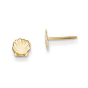 14K Yellow Gold 5mm Clam Shell Stud Earrings Screw Back Madi K Childrens Jewelry