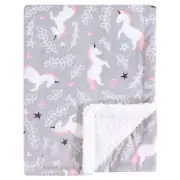 Hudson Baby Plush Blanket with Sherpa Back, Whimsical Unicorn, One Size