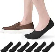 [CLOSEMATE] Mens Ultra-Low Invisible No Show Cotton Hidden Socks for Loafers with Non Slip Grips 6 Pairs