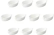 Set of 10, White Au Gratin M, 6.9 x 4.3 x 1.8 inches (17.5 x 11 x 4.5 cm) | Ceramic Au Gratin Dish (Setomonohonpo)