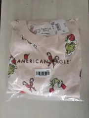 AE American Eagle Grinch Candy Cane Plush PJ Set Size Medium