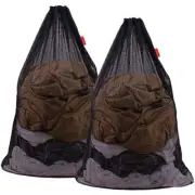 Mesh Laundry Bag Heavy Duty Drawstring Bag, Factories, College, Dorm, Black