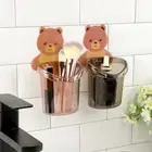 Adhesive Support Bracket Bear Toothbrush Holder Shelf Drainer Drying Cup
