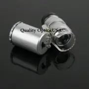 Illuminated 60X Magnifier Mini Microscope LED Light UV 2 Mode Adjustable Zoom