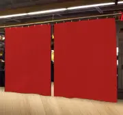 Lot of (2) Economy Red Curtain Panel/Partition 10 H x 4½ W, Non-FR
