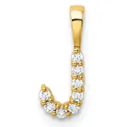14k Yellow Gold 1/10 Ct. Lab Grown Diamond VS/SI+ G+ Letter J Initial Pendant