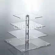 4 Tier Square Pole Wedding Acrylic Cupcake Stand Tree Tower Cup Cake Display for 54 Cupcakes