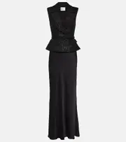 [Self-Portrait] Self-Portrait Peplum bouclé gown AU 8 black