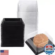 Hewnda 50 Pack of Clear Plastic Mini Cake Box Muffins Box Cookies Cookies Muf