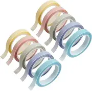 KuyatE 10 rolls of PET highlighter tape, clear sticky notes, sticky notes, clear tape, neon tape, detachable highlighter, suitable for students, teachers, reading, notes (5 colors of Morandi)
