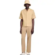 SANDRO Cotton and linen shirt in Nut at Nordstrom, Size Small