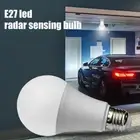 2Pcs E27 LED Radar Light Bulb SMD5730 Motion Sensor Bulb White Light (12W) Hot