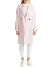 [Belle & Bloom] Publisher Double-Breasted Wool Blend Coat in Pink