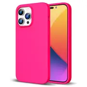 ZUSLAB iPhone 14 Pro Case Liquid Silicone Anti-Scratch Gel Rubber Shockproof Protective Cover with Soft Microfiber Lining for Apple (2022) - Neon Pink