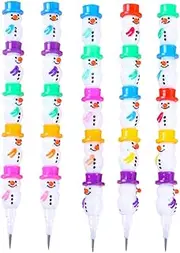 Operitacx Adorable Snowman Design 5pcs Stackable Pencils Writing Pencils Pen Holder for Teens Friends