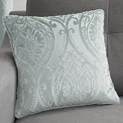 Curtina - Duck Egg Blue Damask Cushion (43 x 43cm) - Light Blue Floral Cushion for Living Room/Bedroom - Blue Filled Cushion (Cushions with Covers Included) - Matching Curtains Available