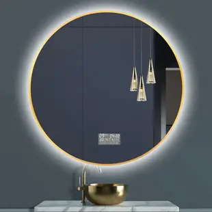 圓形鏡子掛墻智能浴室鏡衛生間帶燈led觸摸屏感應防霧發光壁掛鏡