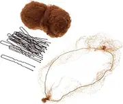 COMPUKAS 1set Elastic Mesh Hair Nets for Buns with Clips Invisible Hairnet for Women for Ballet Dance and Flight Attendant Styles Reusable Hair Wraps for Quick Updos