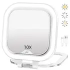 Travel Makeup Mirror with LightsRechargeable 1X10X Magnifying Lighted Mirror ...