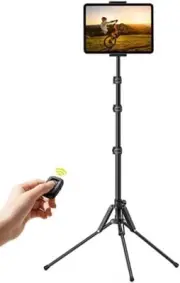 Adjustable Tablet Tripod Stand with Bluetooth Remote for Streaming and Viewing