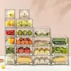 Clear Stackable Refrigerator Bins Storage Organizer Drainage Tray Fridge Drawer