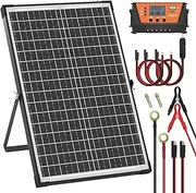 30W Solar Panel Kit 12v Solar Panels Battery Charger + Pwm Charge Controller + Bracket + SAE Cable Solar Trickle Charger for Automotive, Motorcycle Boat Marine Rv Trailer Snowmobile Off Grid System