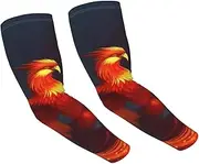 [FHEDVBN] Orange Red Phoenix Arm Sleeves Compression Arm Covers for Men Women Outdoor Sun Sleeves Cooling Sports Sleeve, Black