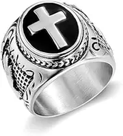 [TYMONT] Vintage Christian Cross Ring Praying God's Hand Cross Men's Ring Religious Punk Locomotive Jewelry Gift